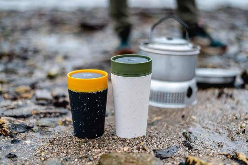 Circular and Co Leakproof Reusable Coffee Cup 8oz/227ml - The World's First Travel Mug Made from Recycled Cups, 100% Leak-Proof, Sustainable & Insulated. (Black & Electric Mustard) - Image 4