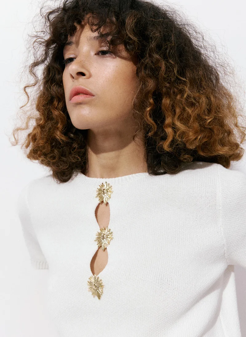 Mango 05-CRUDO Jumper With Metallic Detail Openings for Women | Best Price UAE