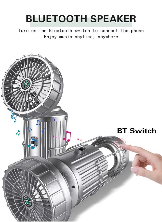 GROIC LED Camping Lantern with Bluetooth Speaker Compass and Fan Hang USB Rechargeable Tent Fan Tent Light IPX6 Waterproof for Camping Hiking Car, Camping Gear Must Haves  - Image 5