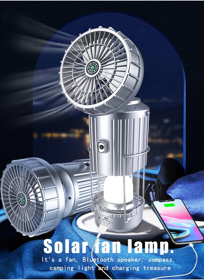GROIC LED Camping Lantern with Bluetooth Speaker Compass and Fan Hang USB Rechargeable Tent Fan Tent Light IPX6 Waterproof for Camping Hiking Car, Camping Gear Must Haves  - Image 2