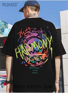 roaiss 2Pcs Men's T-shirt Loose Version Trendy All-Match Pattern Printing Short Sleeves  - Image 3
