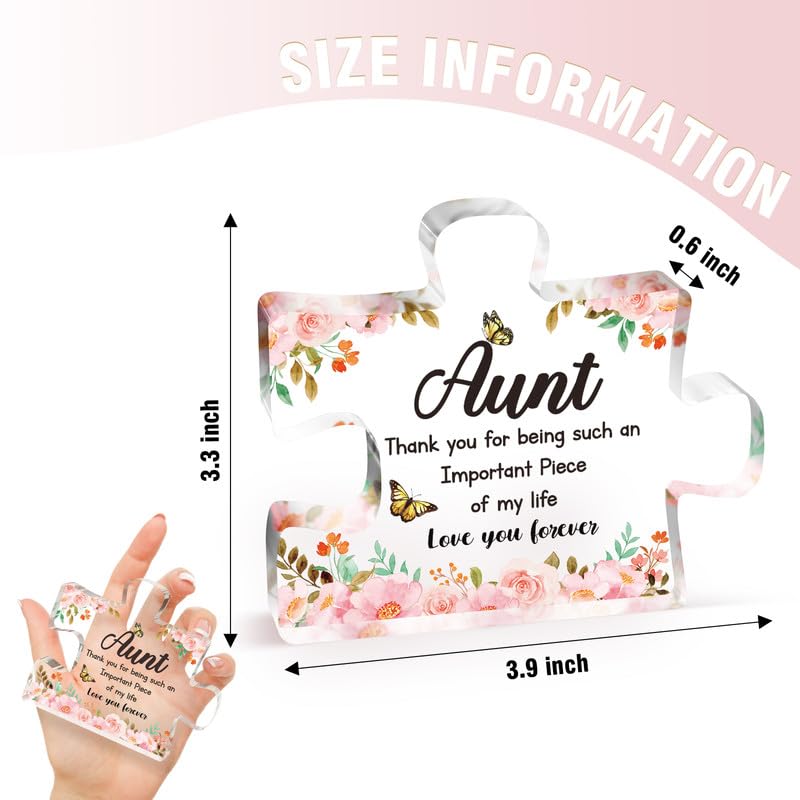 Buioata Aunt Gifts from Niece - Engraved Acrylic Block Puzzle Piece Decorations 3.9 x 3.3 inch - Delicate Aunt Birthday Gifts from Niece - Mothers Day New Year Birthday Gifts for Aunt Auntie, Ideas - Image 4
