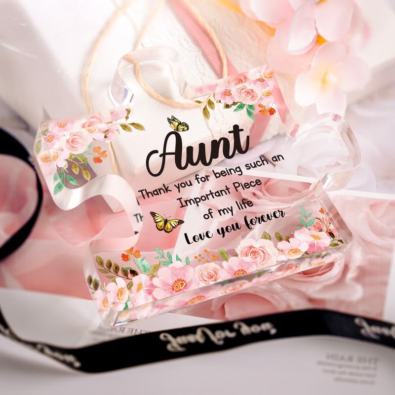 Buioata Aunt Gifts from Niece - Engraved Acrylic Block Puzzle Piece Decorations 3.9 x 3.3 inch - Delicate Aunt Birthday Gifts from Niece - Mothers Day New Year Birthday Gifts for Aunt Auntie, Ideas - Image 5