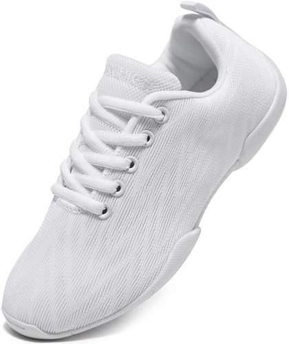 BAXINIER Girls White Cheerleading Shoes Breathable Youth Cheer Competition Sneakers Athletic Training Dance Tennis Walking Shoes White 11 Little Kid - Image 1