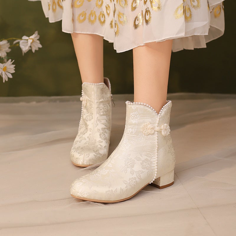 New Size Size 28-43 Fashion Pearl National Style Cheongsam Hanfu New Chinese Ankle Boots - Image 2