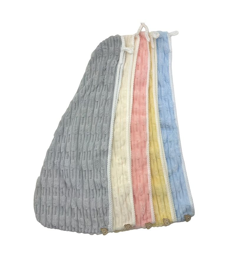 White Velvet Hair Drying Cap For Women Absorbent Quick Dry Hair Towel Wrap - Image 1