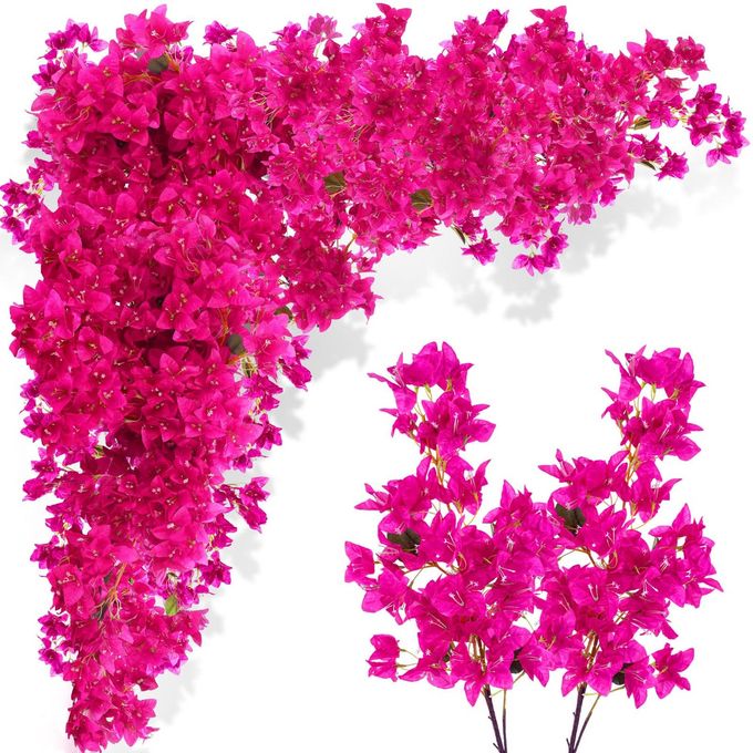 16 PACK ARTIFICIAL BOUGAINVILLEA FLORAL 38 SILK LONG STEM BOUGAINVILLEA PLANTS HANGING TABLE CENTERPIECE FOR HOME WEDDING INDOOR OUTDOOR DECORATIONS ROSE PURPLE