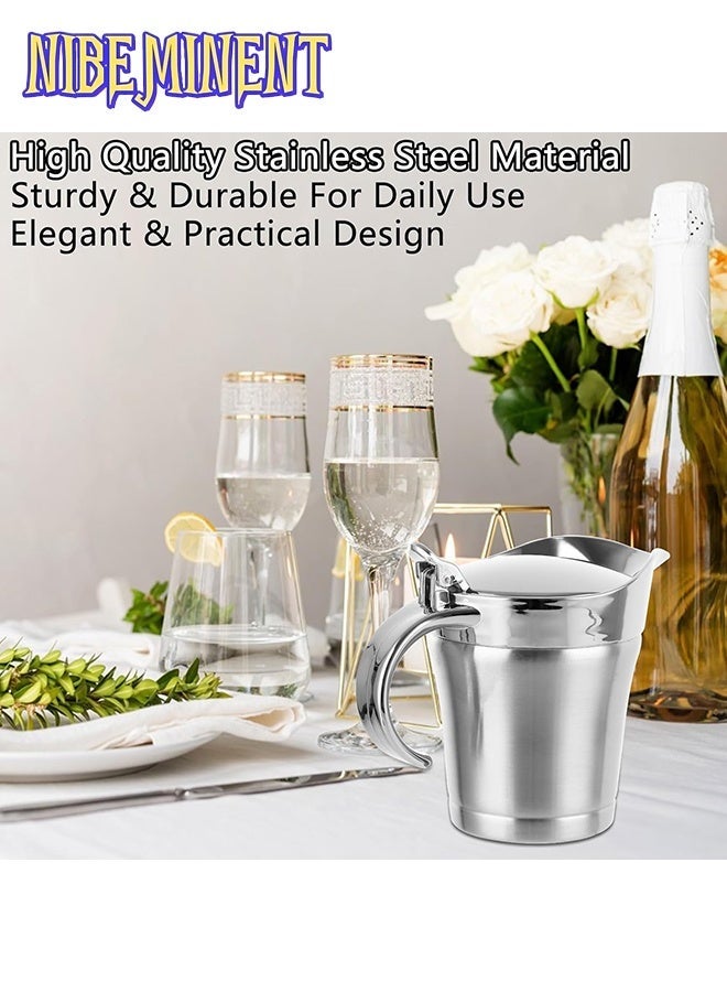 NIBEMINENT Double-Layer Insulated Gravy Boat - Stainless Steel Sauce Pot with Hinged Lid, Ideal for Serving Gravy, Cream, And Kitchen Essentials, Perfect Kitchenware for Home And Restaurant Use.16 oz/450 ml - Image 4