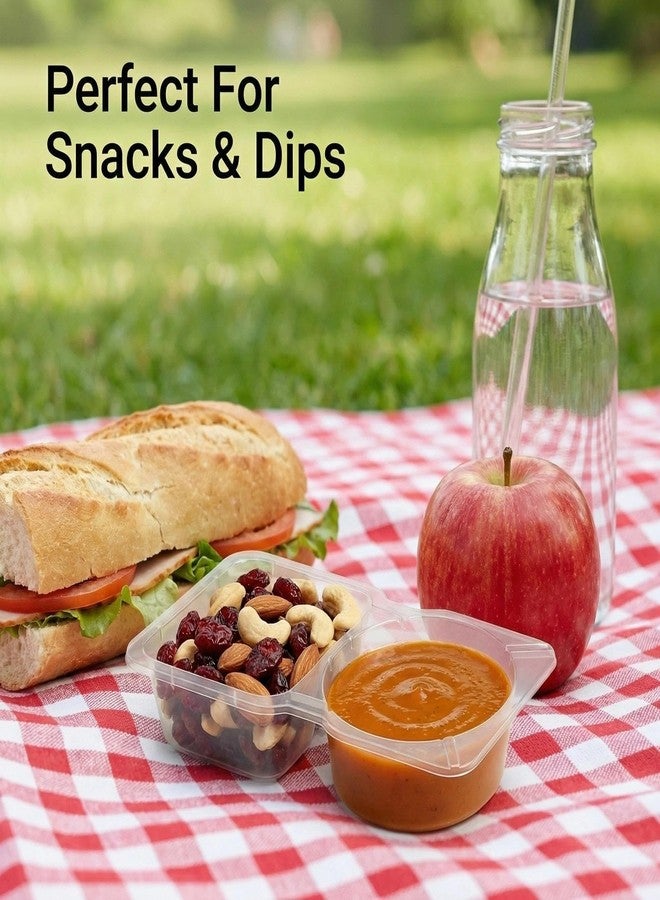 VEAGINS 20 Pcs Disposable Containers With Lids, 130Ml 2-Compartment Snack Containers, For Camping Food & Daily Snack Storage (5.51 × 3.35 × 0.98 inches) - Image 4