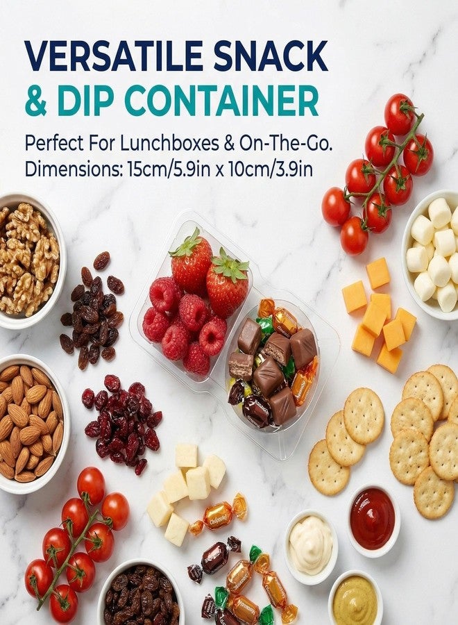 VEAGINS 20 Pcs Disposable Containers With Lids, 130Ml 2-Compartment Snack Containers, For Camping Food & Daily Snack Storage (5.51 × 3.35 × 0.98 inches) - Image 3