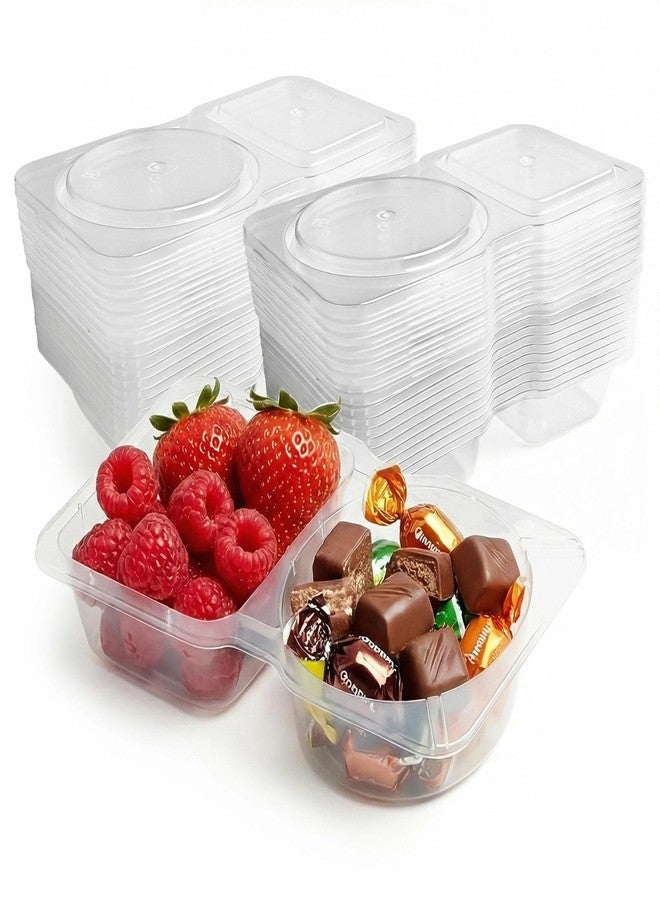 VEAGINS 20 Pcs Disposable Containers With Lids, 130Ml 2-Compartment Snack Containers, For Camping Food & Daily Snack Storage (5.51 × 3.35 × 0.98 inches) - Image 1