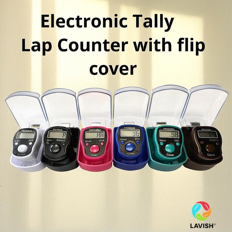 LAVISH Digital Tasbeeh Finger Counter | 6-Pack LED Light 5-Digit Tally Clicker | Adjustable Finger Ring with Flip Cover | Prayer, Golf, Knitting, Exercise Tracker | Individually Boxed - Image 2