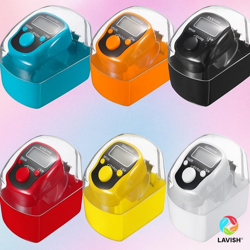LAVISH Digital Tasbeeh Finger Counter | 6-Pack LED Light 5-Digit Tally Clicker | Adjustable Finger Ring with Flip Cover | Prayer, Golf, Knitting, Exercise Tracker | Individually Boxed - Image 3