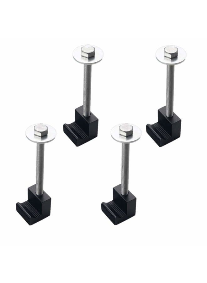 JGR Pickup Truck Tool Box Tie Downs Aluminum J Hook Crossover 4 Pack, Black - Image 1