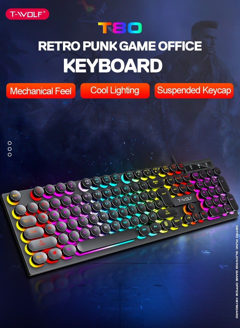 Mechanical Gaming Keyboard RGB Backlit Volume/Lighting Control Knob Fully Programmable 104-Keys Anti-Ghosting Wired Computer Keyboards for Office/Games,Suitable for PC/Ps4/Xbox Gamers - Image 2