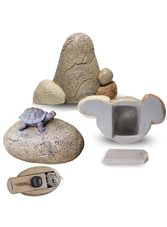 Stone Turtle Outdoor Key Hider Waterproof Resin Hidden Key Box Secure Lock Garden Yard - Image 2