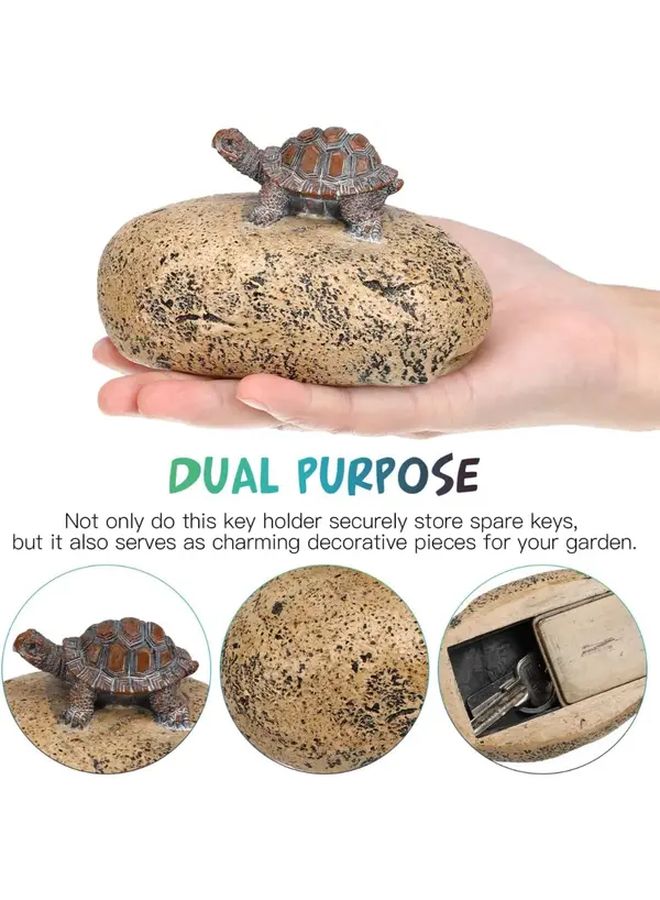 Stone Turtle Outdoor Key Hider Waterproof Resin Hidden Key Box Secure Lock Garden Yard - Image 1