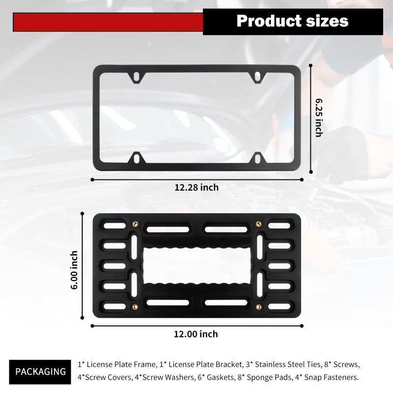 VKQTS License Plate Bracket Front Bumper Kit,Stainless Steel Front License Plate Bracket Kit Includes Screws,Ties,No Drill Fronts Licenses Plates Mount Car Accessories for U.S. Standard - Image 2