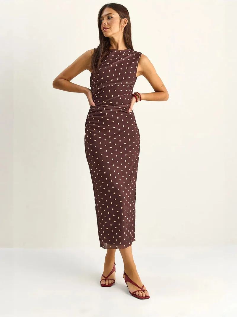 بيانكو لوتشي LUCCI Polka Dot Bodycon Midi Dress