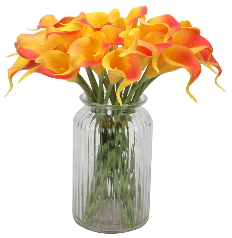 Duovlo 20pcs Calla Lily Bridal Wedding Bouquet Lataex Real Touch Artificial Flower Home Party Decor (Sunset) - Image 3