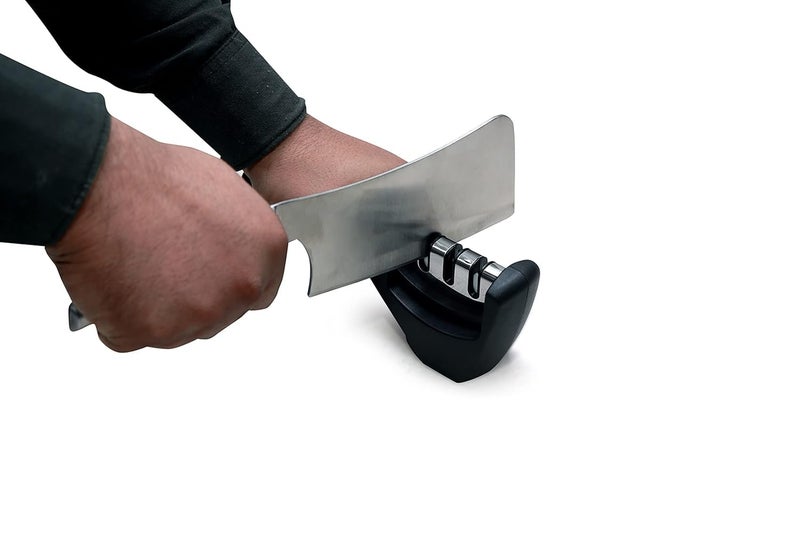 Shoping now Advanced Manual 3 Stage 3 Slot Kitchen Knife Sharpener Tool kit self Knives Shaping Upgraded Knife Sharpener Hand Tool Ceramic Stone Repair Grinder Dull Black - Image 4