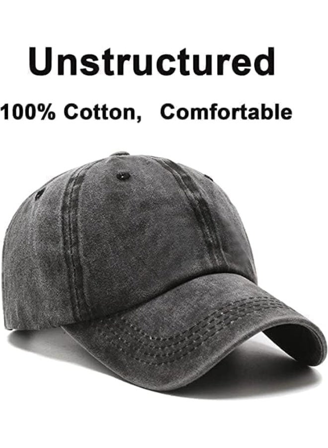 2 Pcs Unisex Baseball Cap, Cotton Vintage Washed Distressed Baseball Cap, Low Profile Unstructured Baseball Hat, Adjustable Dad Golf Hat for Men Women - Image 3