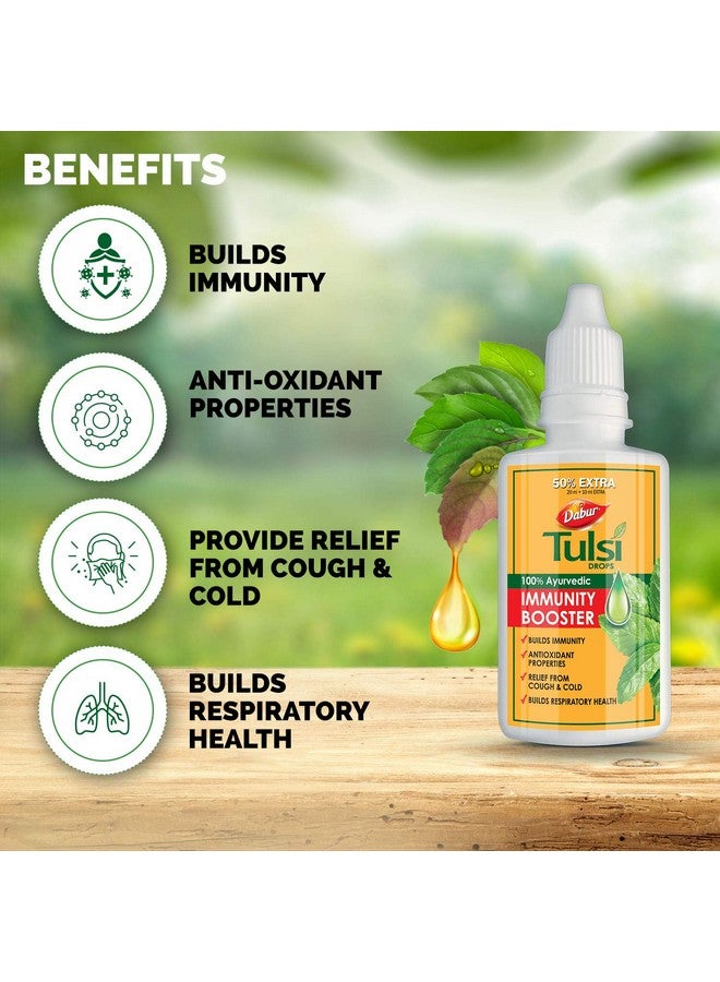 Dabur Tulsi Drops : 30Ml (20Ml + 10Ml Free) | Contains Extracts Of 5 Rare Tulsi | Boosts Immunity | Cough And Cold Relief | 100% Ayurvedic | Builds Respiratory Health - Image 4