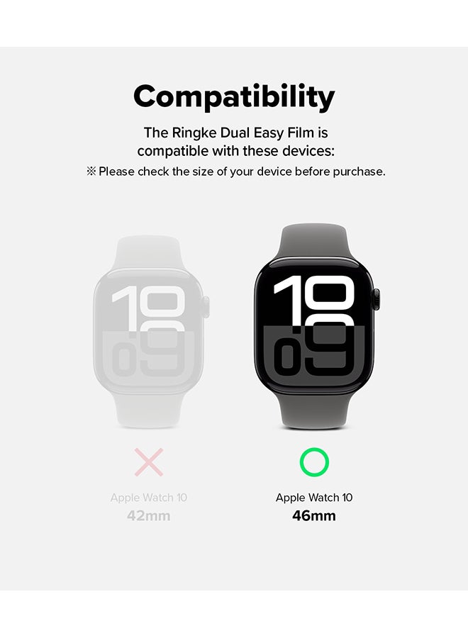 Ringke Dual Easy Film Self Healing Repair Coating For Apple Watch 10 Series Screen Protector (46mm) Premium Full Cover Film- 3 Pack Multicolour - Image 2