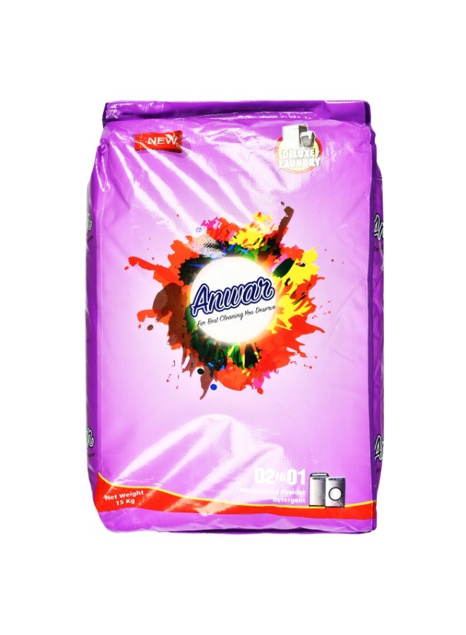 ANWAR 15KG Washing Powder Concentrated Detergent Powerful Stain Remover Gentle on Skin