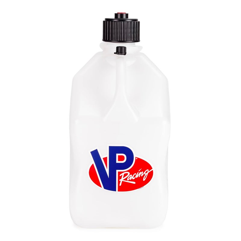 VP Racing 55 Gallon Motorsport Racing Liquid Container Utility Jug Can with Contoured Handle Multipurpose Cap and Rubber Gaskets White