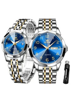 OLEVS OLEVS Romantic Couple Watches His and Hers Ultrathin Classic Quartz Analog Wrist Watches Gifts Set for Lovers Set of Two Quartz Watch Stainless Steel Waterproof Date Watches  - Image 1