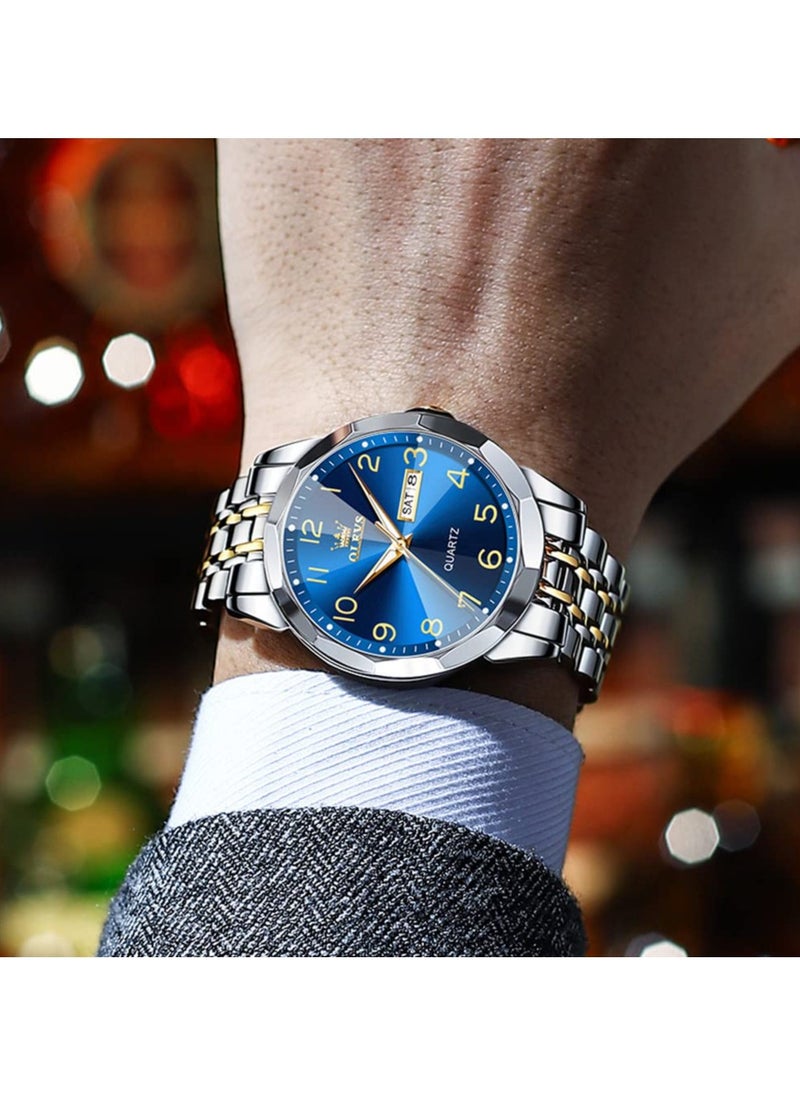 OLEVS OLEVS Romantic Couple Watches His and Hers Ultrathin Classic Quartz Analog Wrist Watches Gifts Set for Lovers Set of Two Quartz Watch Stainless Steel Waterproof Date Watches  - Image 4