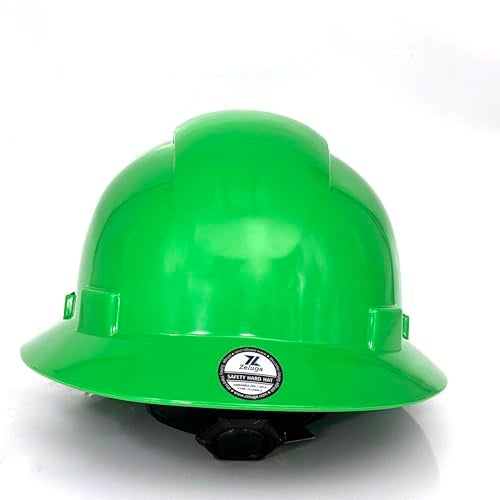 Zeluga 15-437 HDPE Full Brim Hard Hat, Construction Safety Helmet with Vented Holes, 6 Point Adjustable Ratchet Suspension, ‎Meets ANSI/ISEA Z89.1, Green - Image 3