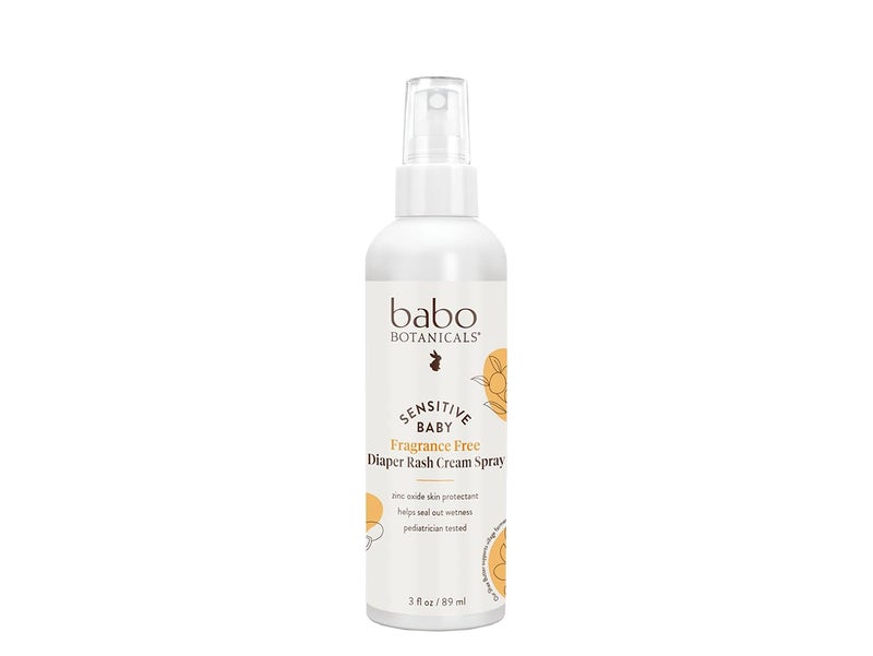 Babo Botanicals Sensitive Baby Fragrance-Free Diaper Rash Cream Spray - No touch, mess-free application - 14.9% Zinc Oxide - Shea Butter, Olive Oil & Aloe Vera - For Babies â€“ 3fl.oz.