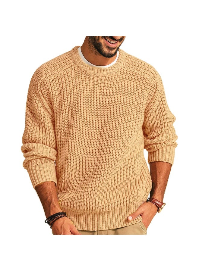 NIBEMINENT Fashion Autumn Winter  Men's Sweater Long Sleeve Round Neck Casual Men Knitted Jacquard Pullover Solid Tshirt Man Tops - Image 1