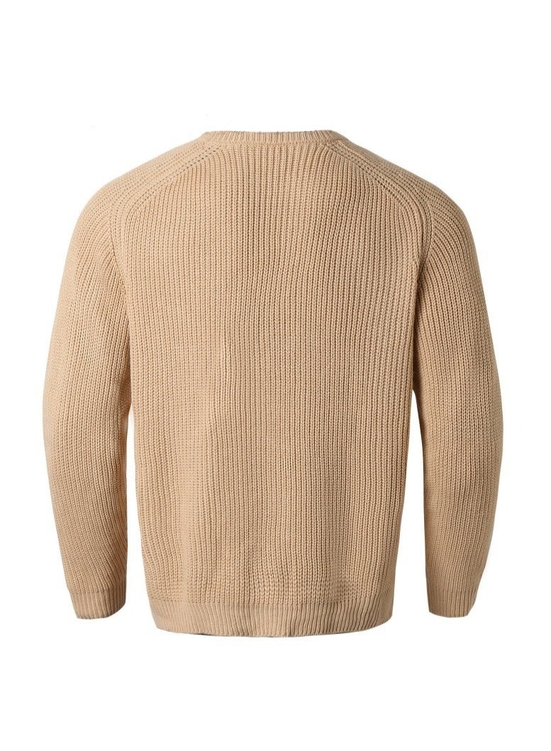 NIBEMINENT Fashion Autumn Winter  Men's Sweater Long Sleeve Round Neck Casual Men Knitted Jacquard Pullover Solid Tshirt Man Tops - Image 3