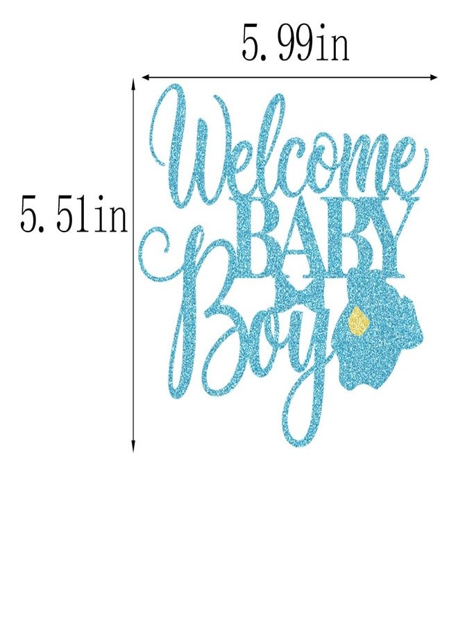 YUINYO Welcome Baby Boy Cake Topper - Baby Shower-Newborn Gender Reveal Party Decorations (Blue Flash) - Image 2