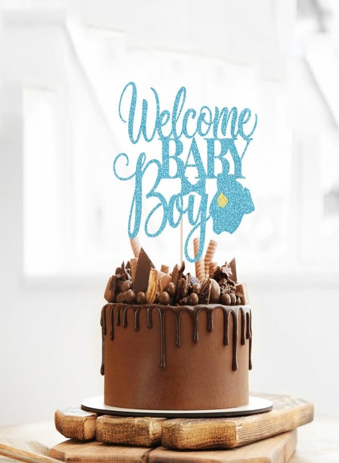 YUINYO Welcome Baby Boy Cake Topper - Baby Shower-Newborn Gender Reveal Party Decorations (Blue Flash) - Image 5