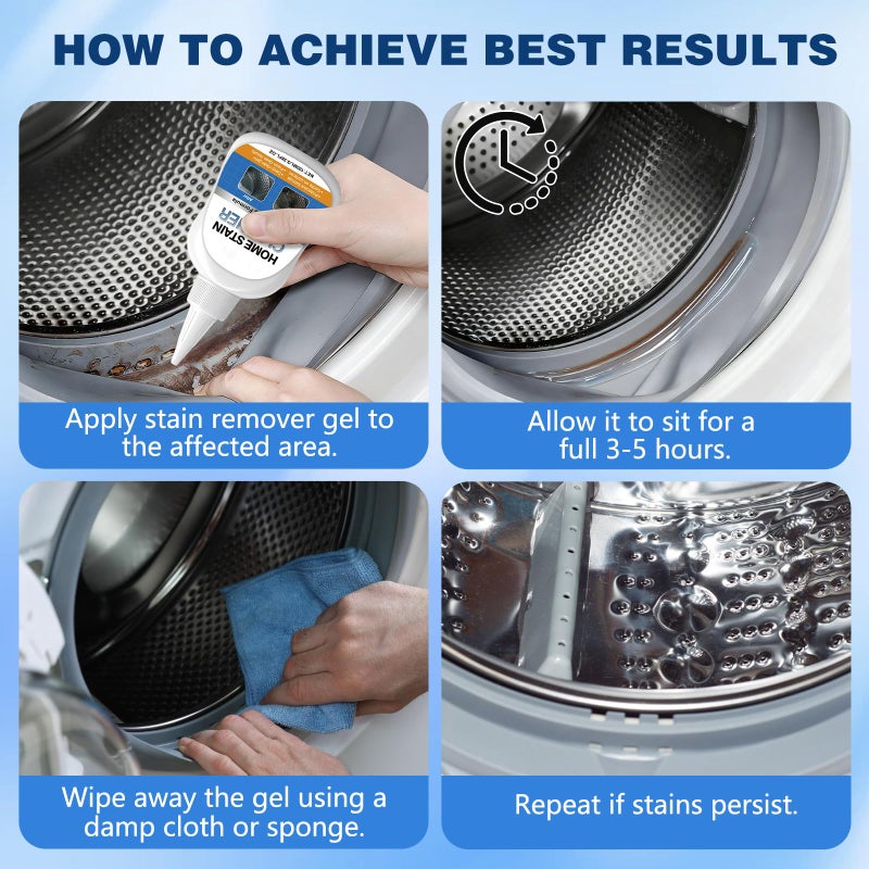BSpecter Home Stain Cleaner Gel, Washing Machine Cleaner with Brush, Home Remover Gel for Washing Machine, Refrigerator Strips, Deep Cleaning Gel for Tiles, Kitchen Sinks, Walls, Bathrooms (100 ML) - Image 3