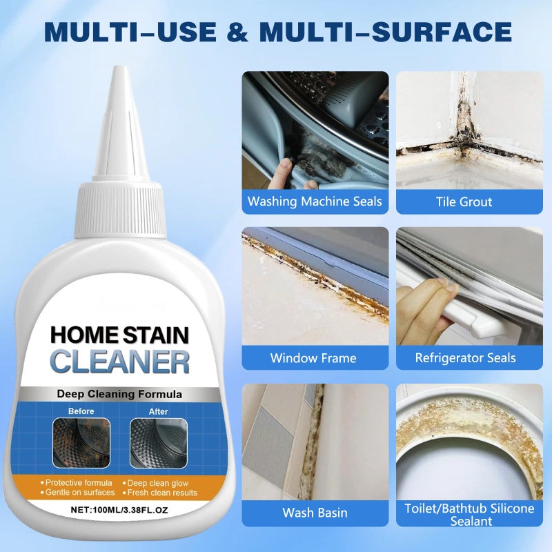 BSpecter Home Stain Cleaner Gel, Washing Machine Cleaner with Brush, Home Remover Gel for Washing Machine, Refrigerator Strips, Deep Cleaning Gel for Tiles, Kitchen Sinks, Walls, Bathrooms (100 ML) - Image 4