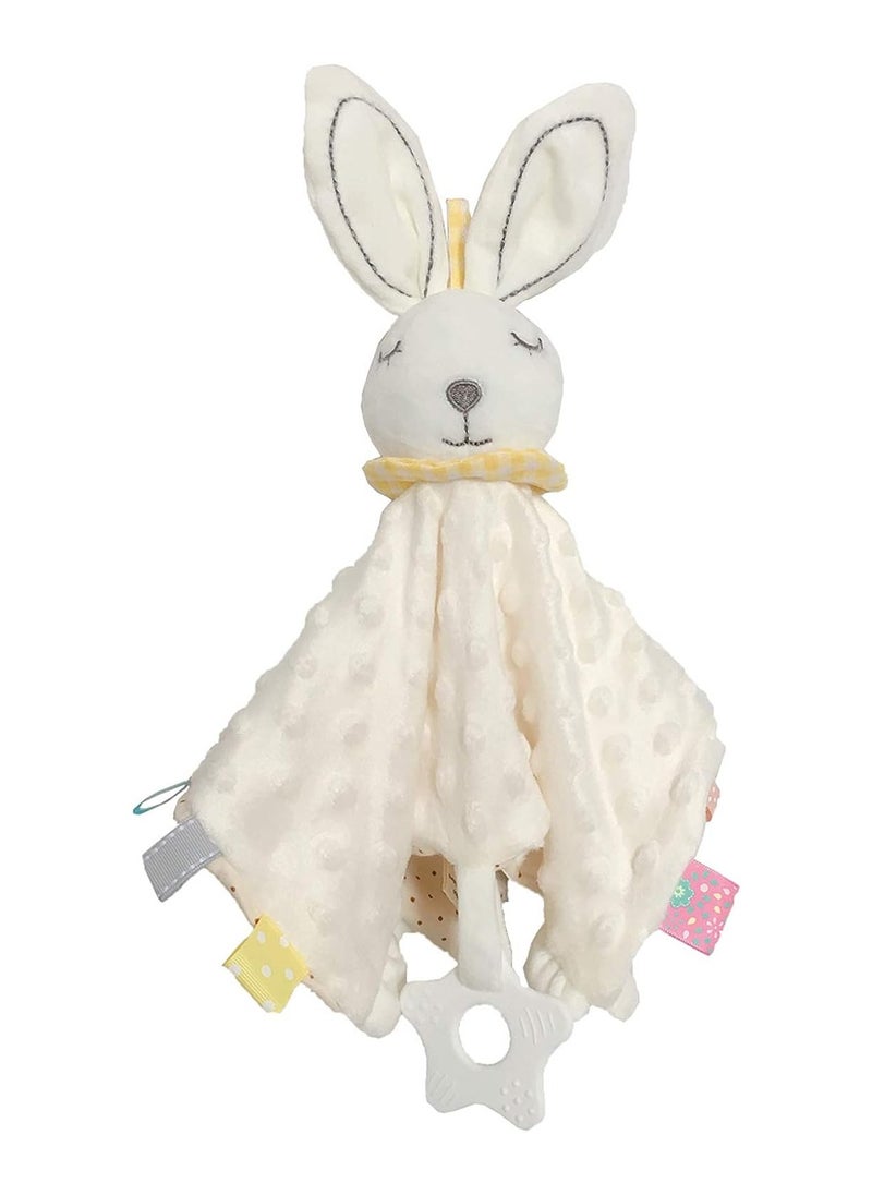 ORiTi Baby Security Blanket with Tags Soft Plush Stuffed Animal Toys Lovey Soothing Sensory Toy Minky Dot Fabric Cuddle Snuggle Blanket - White Bunny  - Image 1