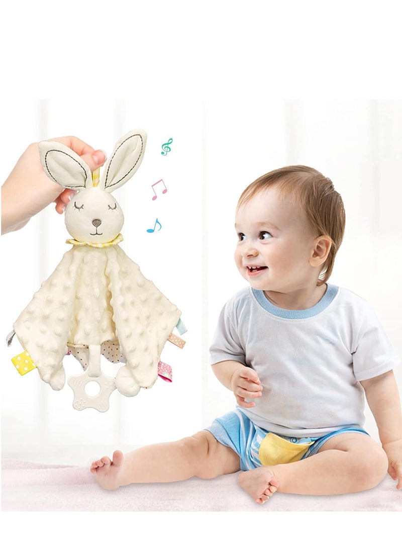 ORiTi Baby Security Blanket with Tags Soft Plush Stuffed Animal Toys Lovey Soothing Sensory Toy Minky Dot Fabric Cuddle Snuggle Blanket - White Bunny  - Image 2