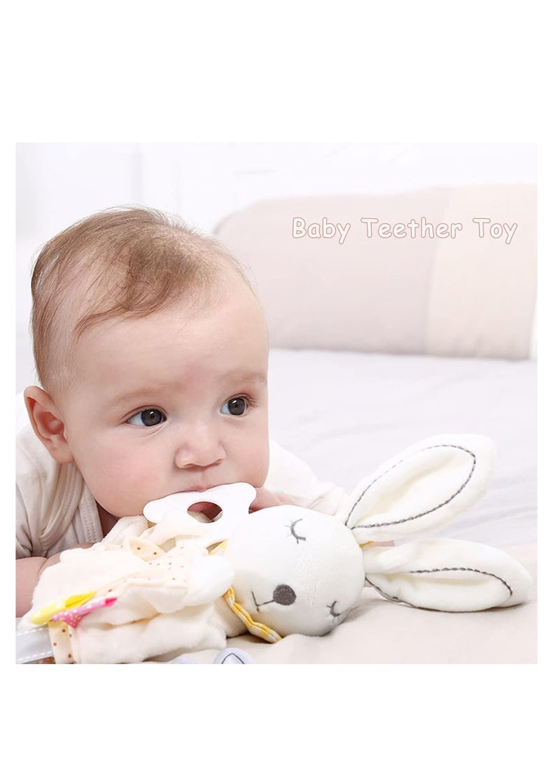 ORiTi Baby Security Blanket with Tags Soft Plush Stuffed Animal Toys Lovey Soothing Sensory Toy Minky Dot Fabric Cuddle Snuggle Blanket - White Bunny  - Image 4