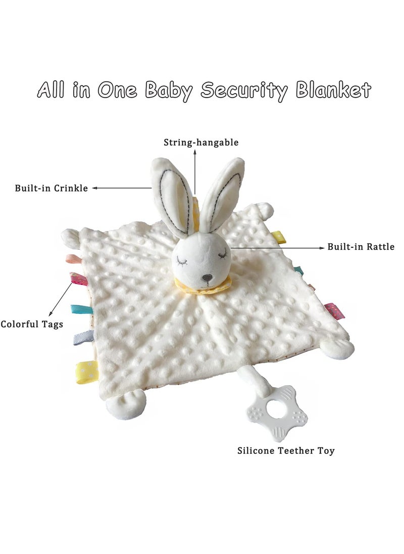 ORiTi Baby Security Blanket with Tags Soft Plush Stuffed Animal Toys Lovey Soothing Sensory Toy Minky Dot Fabric Cuddle Snuggle Blanket - White Bunny  - Image 3