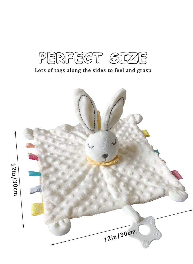 ORiTi Baby Security Blanket with Tags Soft Plush Stuffed Animal Toys Lovey Soothing Sensory Toy Minky Dot Fabric Cuddle Snuggle Blanket - White Bunny  - Image 5