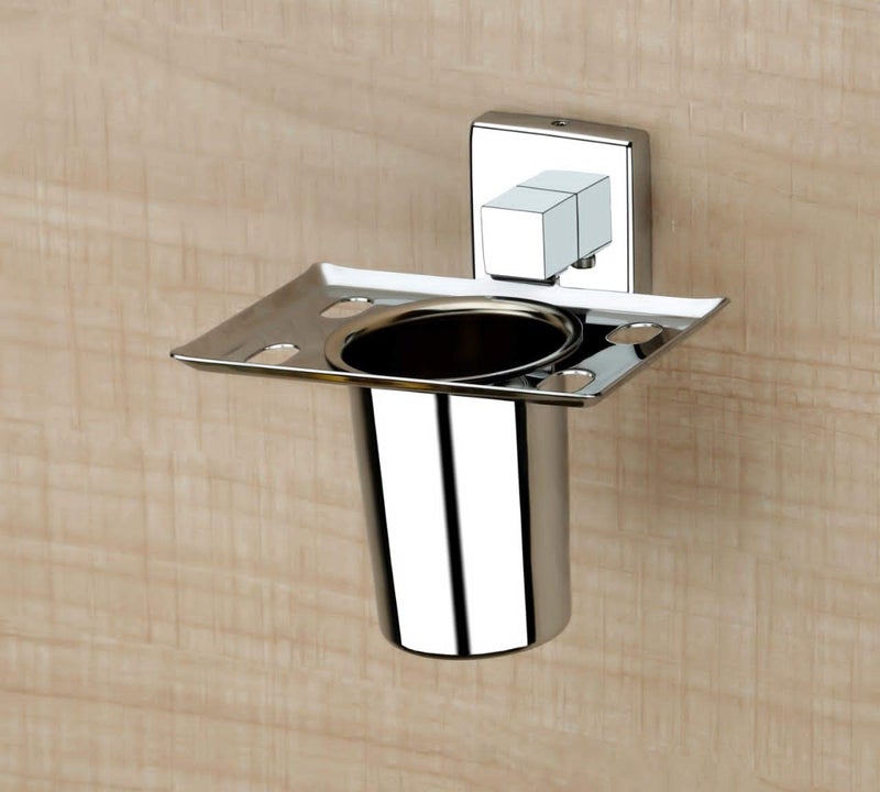 iSTAR Stainless Steel Wall Mounted Square Shape Tumbler Holder for Bathroom and Wash Basin Toothbrush Holder with Chrome Finish - Image 2