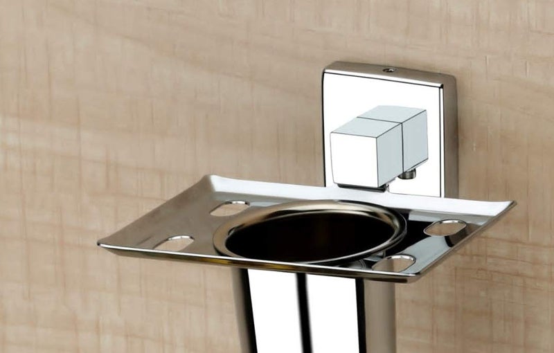 iSTAR Stainless Steel Wall Mounted Square Shape Tumbler Holder for Bathroom and Wash Basin Toothbrush Holder with Chrome Finish - Image 3