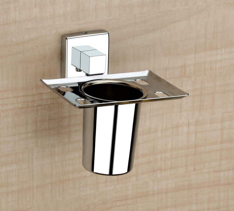 iSTAR Stainless Steel Wall Mounted Square Shape Tumbler Holder for Bathroom and Wash Basin Toothbrush Holder with Chrome Finish - Image 1