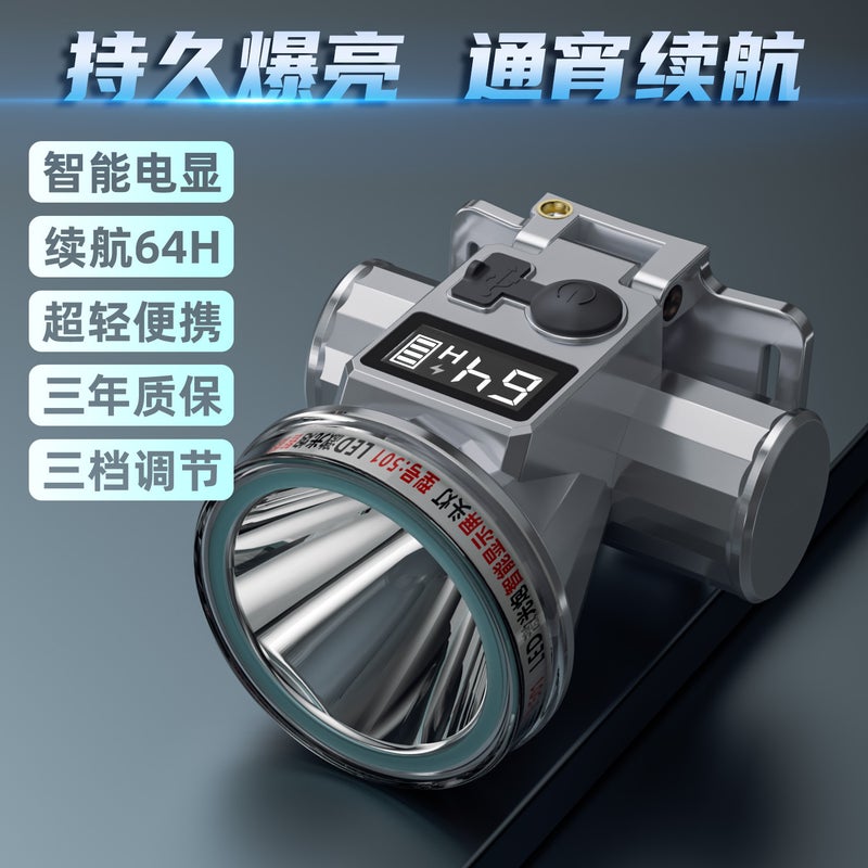 2024 High-Power LED Headlamp for Night Fishing 501 super waterproof LCD display battery life 18-64 hours 501 super waterproof LCD display battery life 18-64 hours