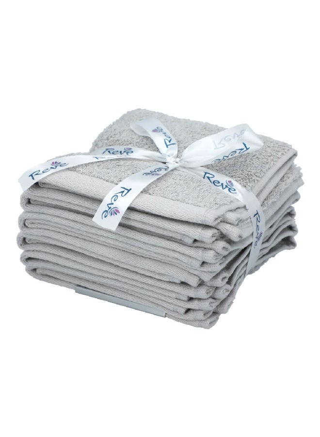 REVE 6-Piece Pima Ultra Soft and Highly Absorbent Cotton Towel Set Silver 30 x 30cm KM019 - Image 3